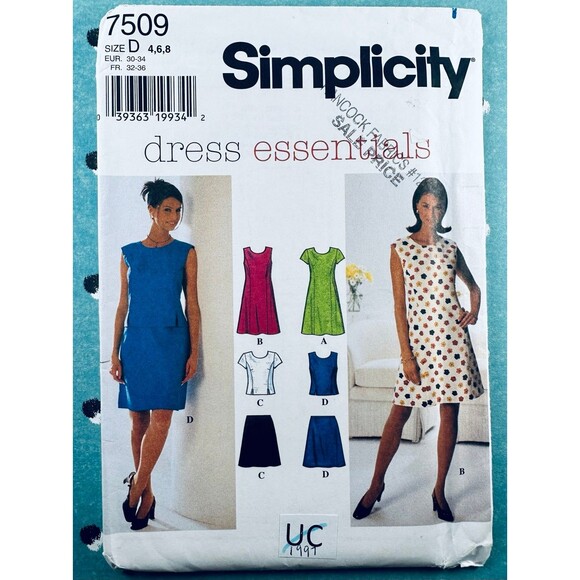 Simplicity 7509 Sz 4-8 A-Line Dress Skirt Top Princess Seams Cap Sleeves Pattern - Picture 1 of 2